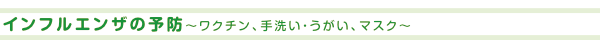 インフルエンザの予防～ワクチン、手洗い・うがい、マスク～